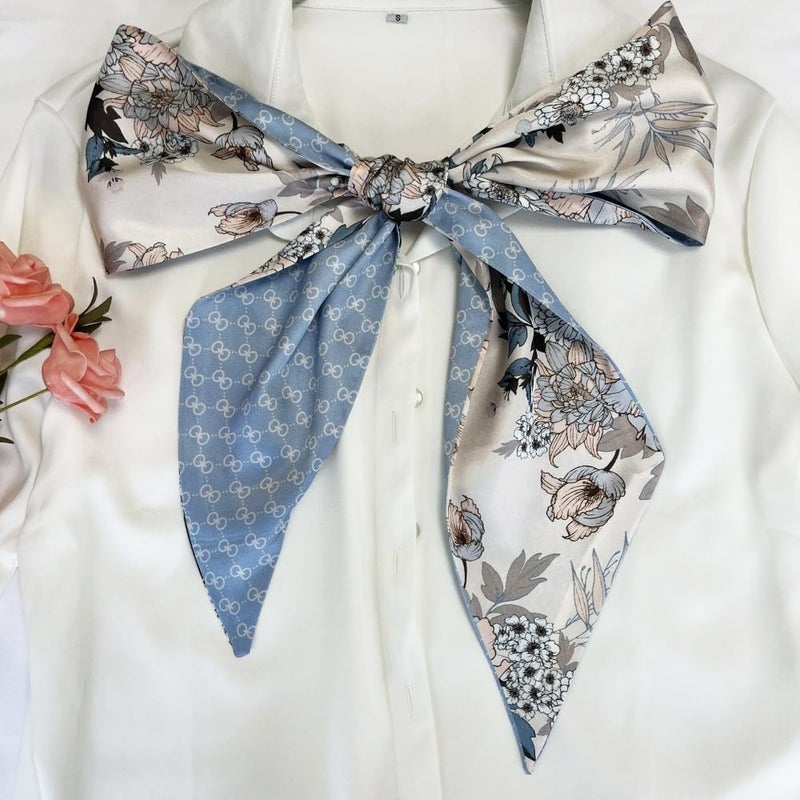 FONYVE Silk Head Scarf for Hair Fashion Headwrap for Women Lightweight Neck Tie - Image 2